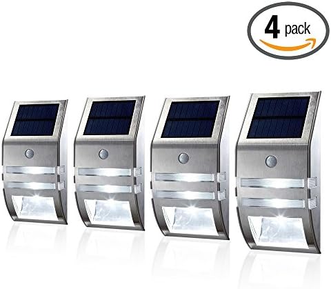 HKYH Solar Powered Motion Sensor Light, Wireless Bright Solar Powered Pathway Light, Outdoor Security Lighting for Staircase, Step, Garden, Yard, Wall, Drive Way, Home, Pathway, Patio, Etc