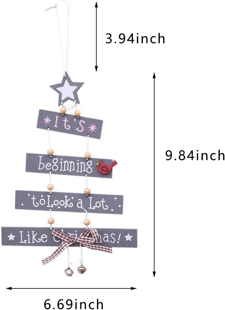 2Pcs Christmas Wood Tree Pendant Creative Wooden Crafts Christmas Decorations Window Door Kitchen Dress up Wooden Card Hanging - Image 3
