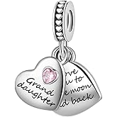 Pink CZ Family Double Heart Split Dangle Charms fit Pandora Charm Bracelets I Love You to the Moon and Back Christmas Birthday Jewelry Gift for Women