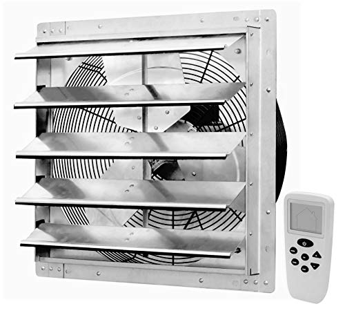 iLiving 18 Inch Smart Remote Shutter Exhaust Fan with Thermostat, Humidistat, Variable Speed, Timer, Wall Mounted, 18