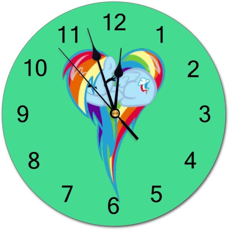 Tian Smile Heart of Rainbow Dash 10 inch Wall Clock, Silent, Graduated Battery Power, Suitable for Home Office and School use