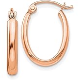 10k Rose Gold Polished Half-round Oval Hoop Earrings 20x3.75mm Wide Hoop Earring for Women