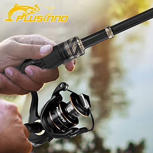 PLUSINNO Fishing Rod and Reel Combos Carbon Fiber Telescopic Fishing Pole with Spinning Reels