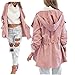 Taiduosheng Women's Plus size Hooded Long Adjust Ribbon Trench outwear Windbreaker B XL