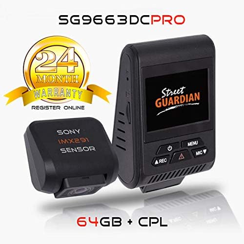 64GB SG9663DCPRO (2019) Street Guardian DashCamera with Front & Rear SONY IMX291 Starvis CMOS Sesnor