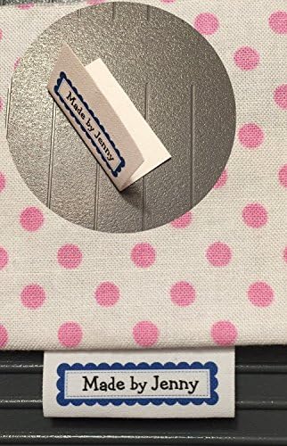 35 Blue Scalloped Frame Custom Precut Cotton Loop Fold Two Line Sewing Label/tags with your text choice-made in USA