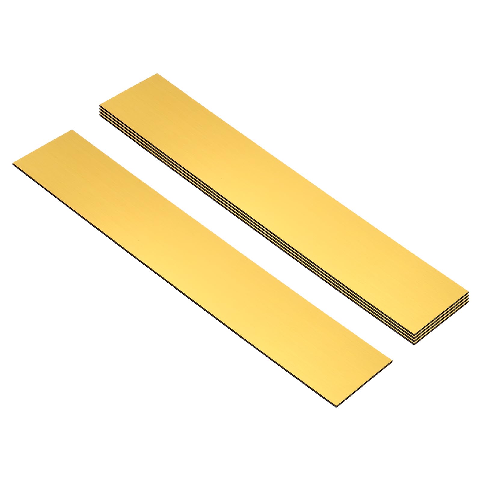 PATIKIL 10x2inch Blank Name Plates, 5Pcs Custom Engraved Name Plate Rectangle Laser Engraving Blanks for Personalized Office Desk DIY Painting Supplies, Brushed Gold, Black