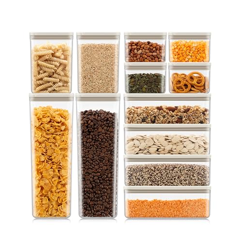 Bodum Set of 12 Storage Jars with White Lids CANTEEN - BPA-Free & Dishwasher Safe Food Containers - Stackable & Transparent