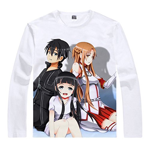 NEW SAO Kirito Cosplay Asuna Tee Long Sleeve Shirt White Men Women