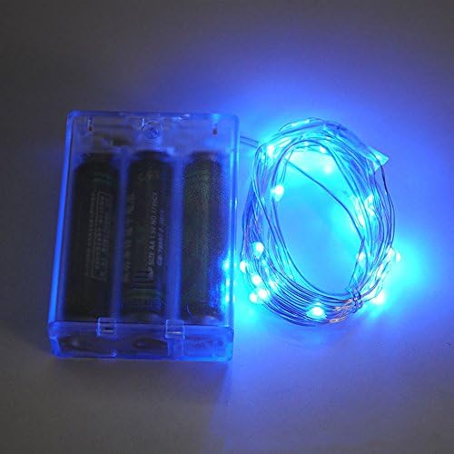 Micro 25 LEDs Blue String Lights,3AA Battery Operated on 9.2ft Long Silver Color Thin String Wire for Bedroom,Xmas,Wedding Decoration(Blue)