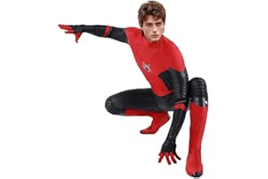 GYINQ Halloween Mens Red Bodysuit Jumpsuit Superhero Costume Cosplay Zentai Onesie Outfit Mask for Adult