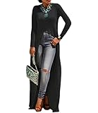 Memorose Womens Sexy High Front Split Long Sleeve Crewneck Clubwear Party Maxi Dress Tops