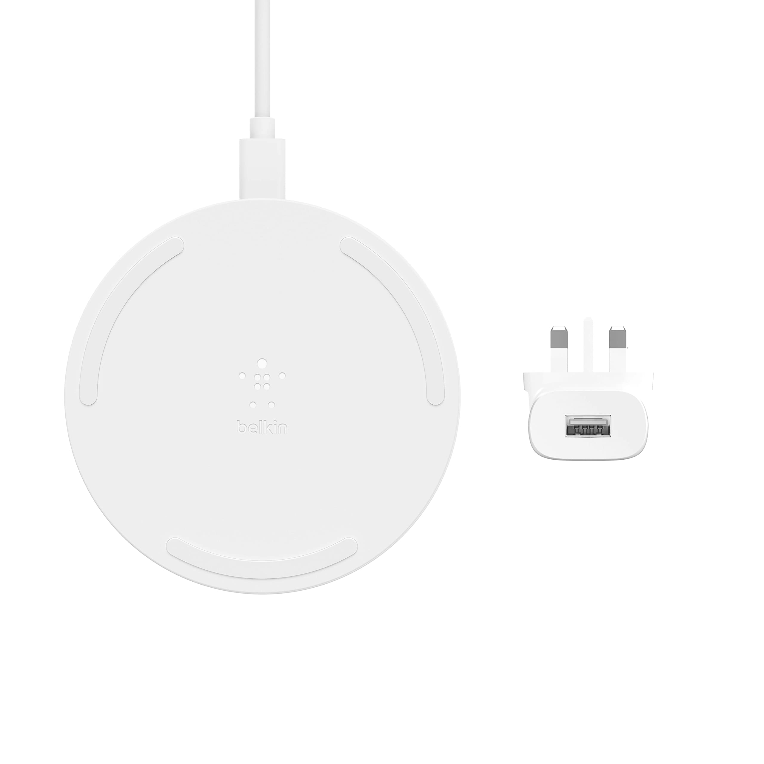 Belkin BoostCharge Wireless Charging Pad 10W (Qi-Certified Fast Wireless Charger for iPhone, Samsung, Google, more), White