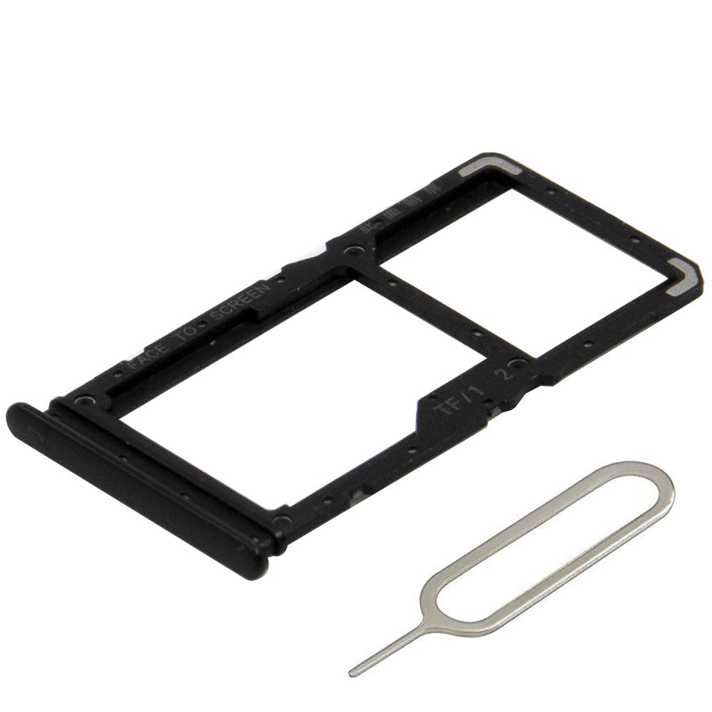 MMOBIEL Replacement Dual SIM Card Tray Compatible with Xiaomi Note 7 / Redmi Note 7 Pro Incl. SIM Pin - SIM Card Holder - Black