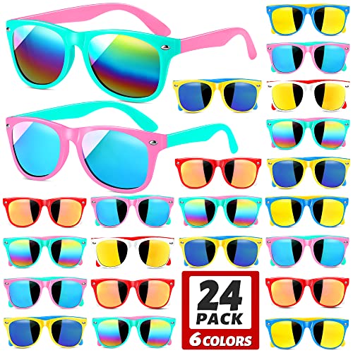 GINMIC Kids sunglasses, 24Pack Neon Party Favor, with UV