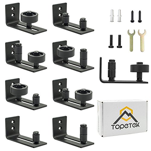 Barn Door Floor Guide Roller - Adjustable Channel Wall Mount Stay Roller with 8 Different Setups for Sliding Doors Up to 3