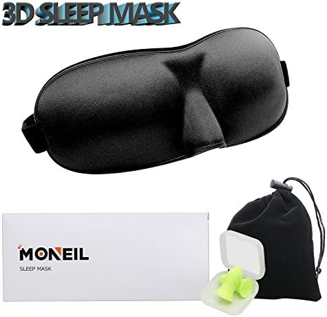 Moneil Upgraded 3D Sleep Mask 100% Natural Silk Eye Mask for Sleeping Anti-Fade Anti-Bacterial Anti-Mite Contoured Face Mask Blindfold with EarPlugs Travel Pouch Best Night Eyeshade-Gift Set