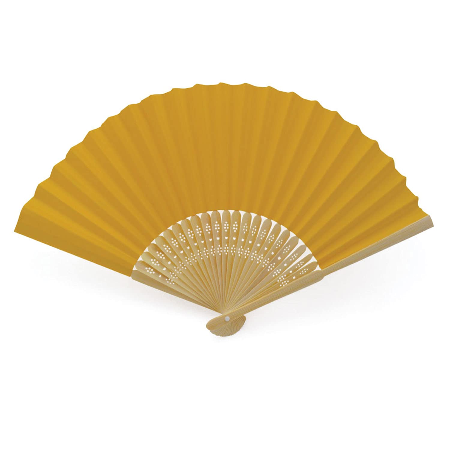 OLILLY - 50 Orange Paper and Bamboo Fans for Guests - Wedding, Party, Outdoor Event... (Orange, 50 Fans)