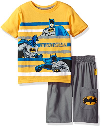 Warner Brothers Little Boys  2 Piece Batman Tee and Twill Short Set, Yellow, 6