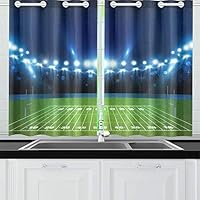 JTMOVING American Football Arena Field Bright Stadium Kitchen Curtains Window Curtain Tiers for Café, Bath, Laundry, Living Room Bedroom 26 X 39 Inch 2 Pieces