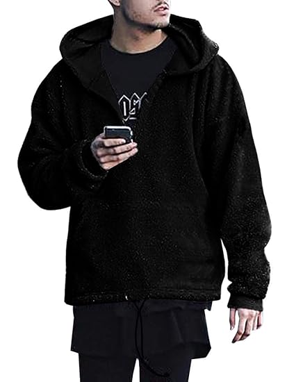 Ybenlover Herren Kapuzenpullover Fleece Reißverschluss Sweatshirt