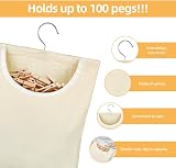 Vicloon Hanging Peg Bag with Hook, 30x26cm, Durable Canvas Clothespin Organizer view 4