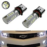iJDMTOY (2) Super Bright Xenon White 15-SMD P13W PSX26W High Power LED Replacement Bulbs For 2010-2013 Chevy Camaro, 2013-up Mazda CX-5, 2008-2012 Audi A4/S4/Q5 Daytime Running Lights, etc