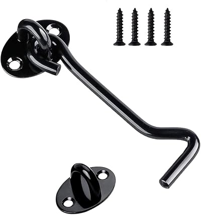 Himtop 1PC Stainless Steel Cabin Hook and Eye Lock 4 Inch Latch Black
