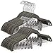 SONGMICS 30 Pack Pants Hangers, 16.7 Inches Long Velvet Trousers Hangers with Adjustable Clips, Heavy-Duty, Non-Slip, Space-Saving for Pants, Skirts, Coats, Dresses, Tank Tops, Gray UCRF12V30