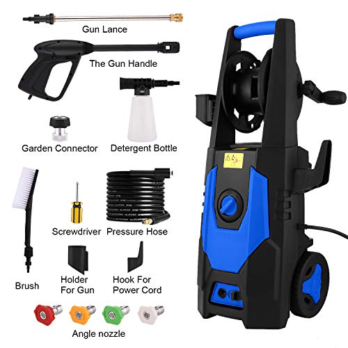 mrliance 3500PSI Electric Pressure Washer 2.0GPM Power Washer 1800W High Pressure Washer Cleaner Machine with Spray Gun, Hose Reel, Brush, and 4 Adjustable Nozzle (Blue) - Thumbnail 2