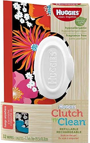 Huggies Natural Care Baby Wipes, Unscented, Hypoallergenic, Aloe and Vitamin E Clutch 'N' Clean Flip Top 32 Count
