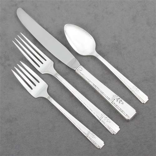 Prestige Plate Silverware. Grenoble by Prestige Plate, Silverplate 4PC Setting, Dinner, Modern.