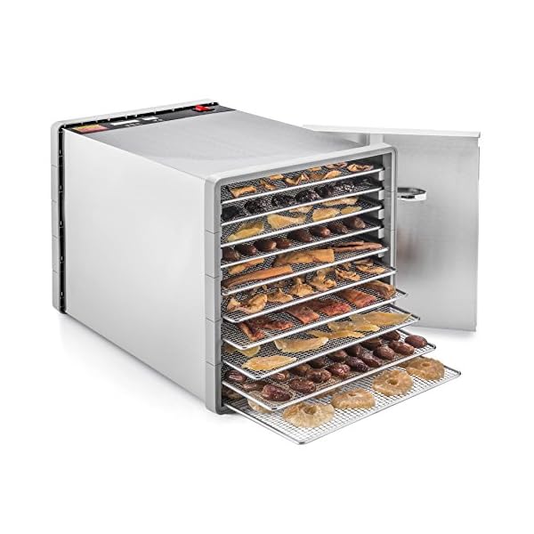 STX-International-STX-DEH-600W-SST-CB-Stainless-Steel-Dehydra-10-Tray-Food-and-Jerky-Dehydrator-with-40-Hour-Timer-PLUS-a-FREE-All-New-Dehydrating-Made-Easy-Cookbook-on-CD-with-over-270-Recipes