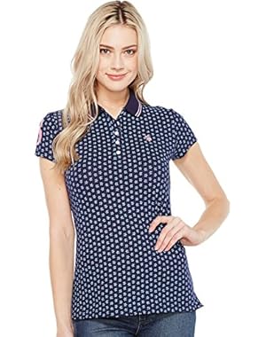 Womens Print Pique Polo Shirt
