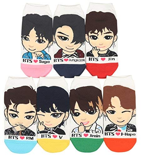 Women's Kpop 2018 New Collection BTS Ankle Socks 7 Pack