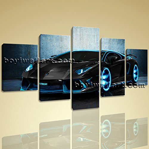 Large Tron Lamborghini Aventador Other Photography Wall Art Print Canvas Decor, Large Car Wall Art, Dining Room, Black Pearl