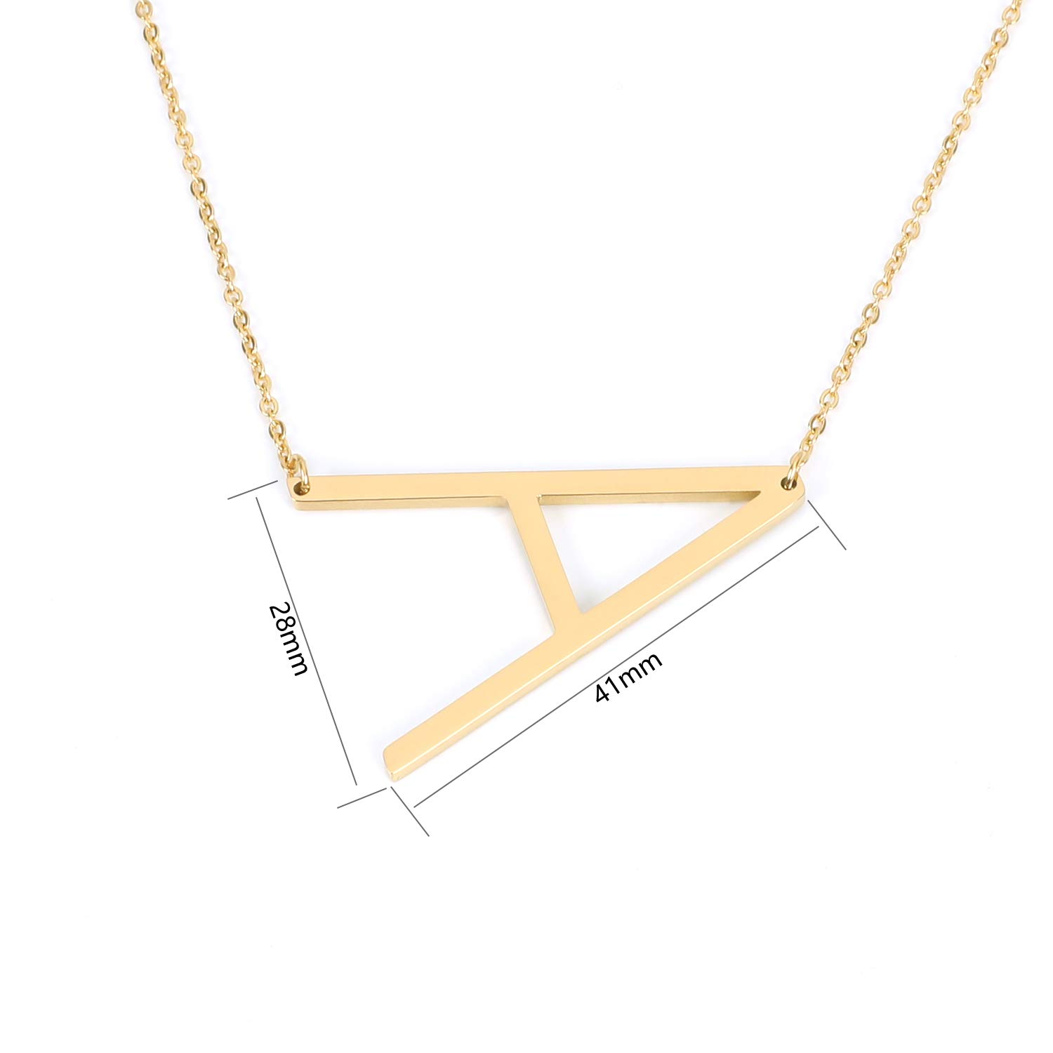 BALTEUS Initial Necklace for Women Girls Gold Stainless Steel Necklace Sideways Letters Pendant Best Firends (Gold A)