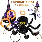 Max Fun Halloween Ring Toss Game Inflatable Spiders Witchâ€™s Hat Toss Game for Kids Halloween Party Favors Indoors Outdoors Party Game (Black-Halloween)