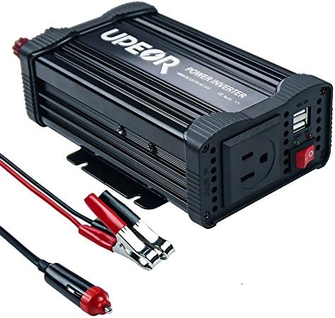 Power Inverter Converter,Upeor 400W 12V DC to 110V AC Modified Sine Wave Car Power Inverter Converter with Cigarette Lighter &amp; Alligator Clips Cable