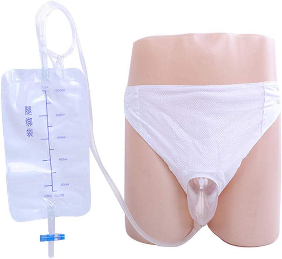 BIHIKI 5PCS/Set Silicone Urine Collector,Urinal Pee Holder with 1000ML Urine Bag Portable and Wearable (Men)