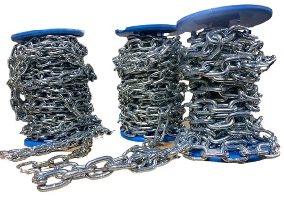 Elkoza Heavy Duty Hot Dipped Galvanised DIY Strong Short Link Steel Chain - 4mm Galvanised, 2 Meters