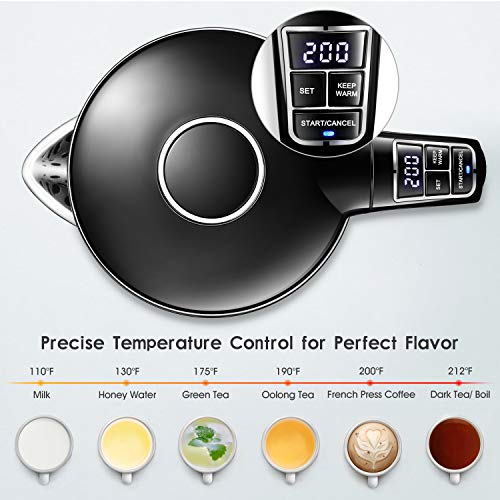 Miroco Electric Kettle Temperature Control 1.7L Double Wall Keep Warm, Anti-scald Tea Kettle 100% St - //coolthings.us