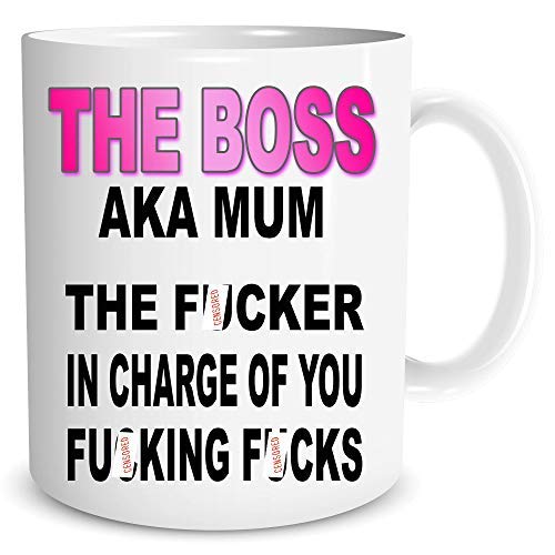 Funny Gift for Mum Mugs Mother's Day Gift Mum Birthday Gift Christmas Present Rude Banter Joke Gift Coffee Cup The Boss AKA Mum WSDMUG1504