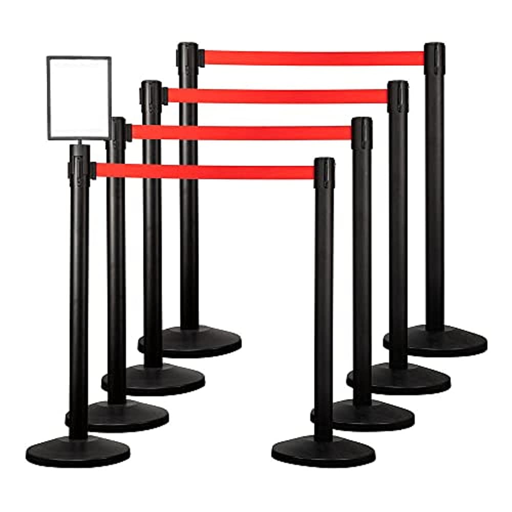 Qbuster Black Stanchions with Retractable Belts, Crowd Control Safety ...