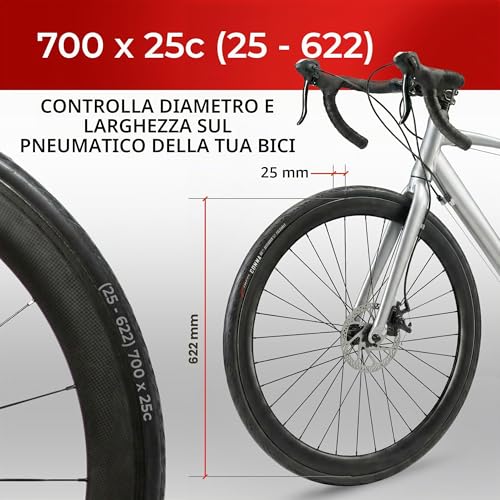 Fincci Racing Bike Tyres, 700 x 25 C, Pair of Folding Bike Tyres 28 and 2 x Inner Tubes 700 x 25 cm, Puncture Proof 1 mm Tyres for Sports Road Bike Cycle – Pack of 2