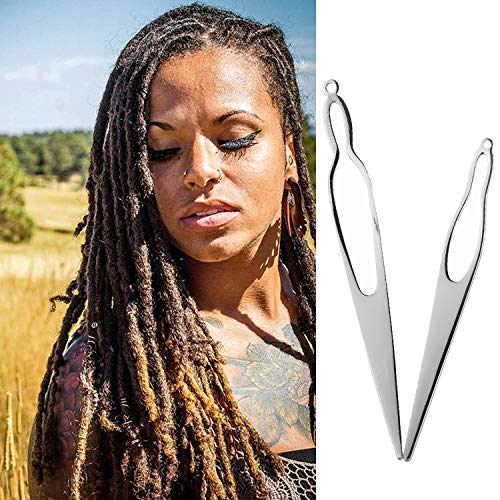 Two Dreadlocks Tool Easylocks Crochet Tool Crochet Needle Creating & Maintaining Your Dreadlocs (Two-Piece Suit 2.6″+2.3″, Silver)