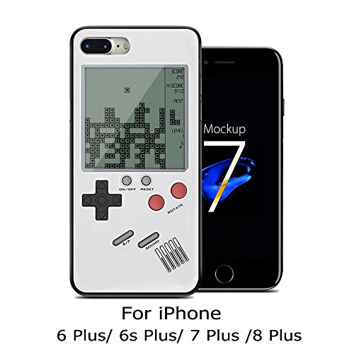 Game Phone Case Compatible for iPhone 7Pus / 8Plus, SIKSIN Tetris Gameboy Gaming Cover Case Bumper Cushion with Game Display Back Compatible for iPhone 7Pus / 8Plus White - Thumbnail 2