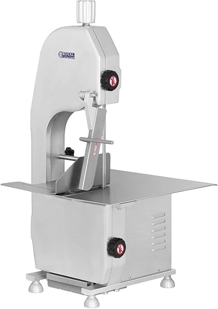 Royal Catering Scie A Os Boucher Professionnel Scie Electrique Pour Viande Et Os Rcbs 1650 Lame Inox 750 W Vitesse 15 M Min Largeur De Coupe 3 180 Mm Table 440 X 465 Mm Amazon Fr