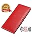 Men's/Women's Genuine Leather RFID Secured Ultra Slim and Spacious Bifold Wallet Purse Clutch - 11 Slots (7.3’’ X 3.5’’ X 0.5’’, Red)