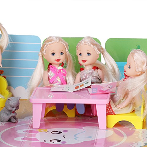 Huang Cheng Toys Pack of 10 Color-hair 4'' Mini Doll with Colorful Clothes Costume - Thumbnail 5